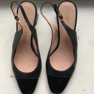 Stuart Weitzman black block heeled pumps